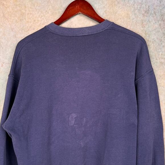 VTG 80s Native American Woman Graphic Sweatshirt Sz M Cherokee Navy Blue Faded - Picture 6 of 9